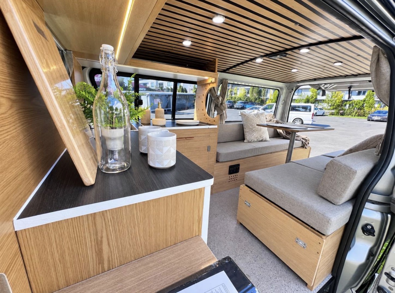 2010 Toyota Hiace Low KMs Campervan interior and build detail — campervan for sale in Auckland