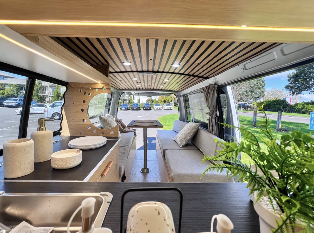 2010 Toyota Hiace Low KMs Campervan interior and build detail — campervan for sale in Auckland